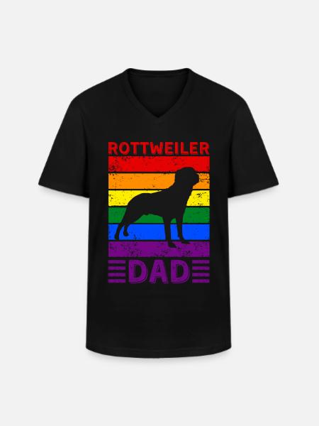 Rottweiler Dad LGBTQ Rainbow Flag - Men's V-Neck T-Shirt - black
