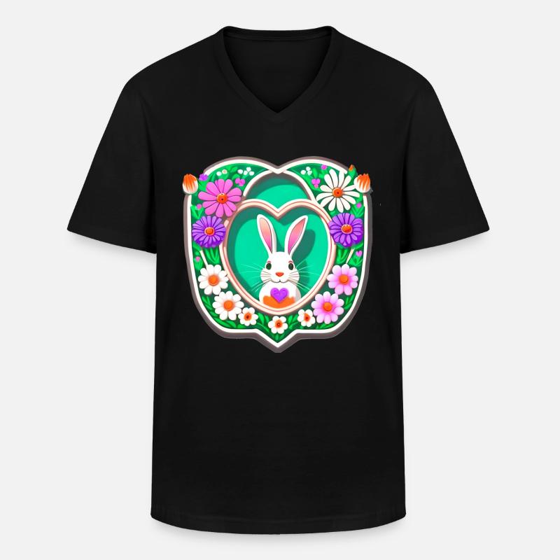 Easter Bunny Easter Bunny Flowers - Men's V-Neck T-Shirt - black