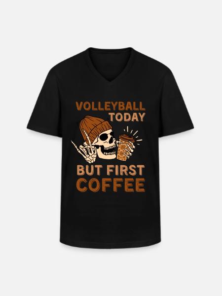 Coffee Volleyball skeleton - Men's V-Neck T-Shirt - black