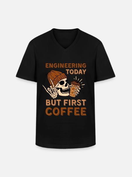 Coffee Engineering skeleton - Men's V-Neck T-Shirt - black