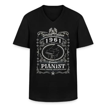 Vintage 1961 Pianist Geburtstag Geschenk Hobby - Männer-T-Shirt mit V-Ausschnitt - Schwarz - Vorne - AI Model Male 178 dark (178cm)