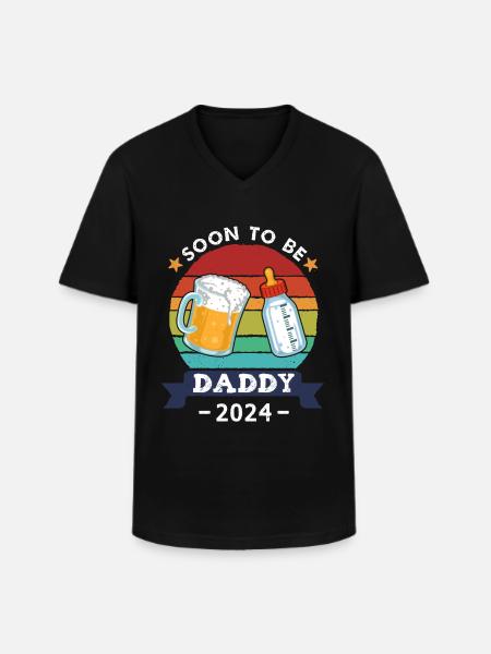 Bientôt papa 2024 - T-shirt col V Homme - noir