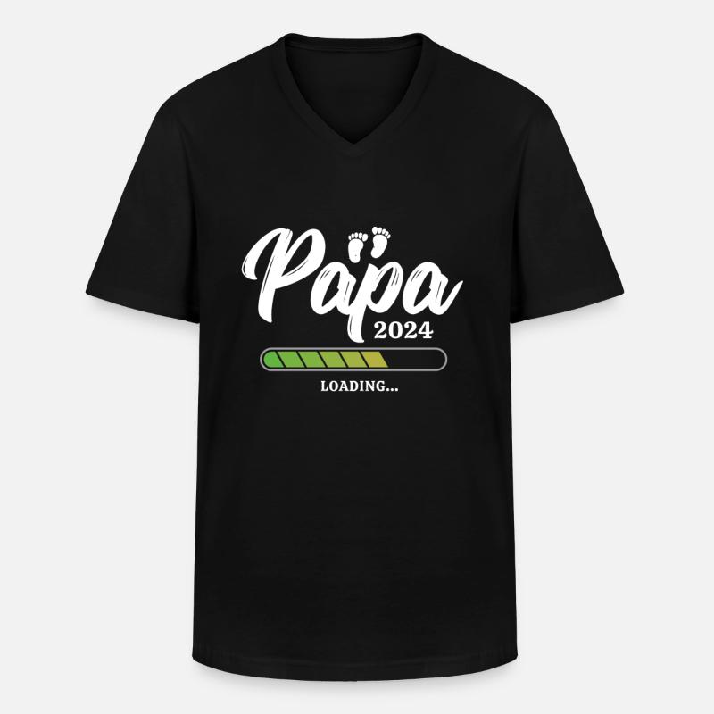 Papa Loading 2024 - Männer-T-Shirt mit V-Ausschnitt - Schwarz