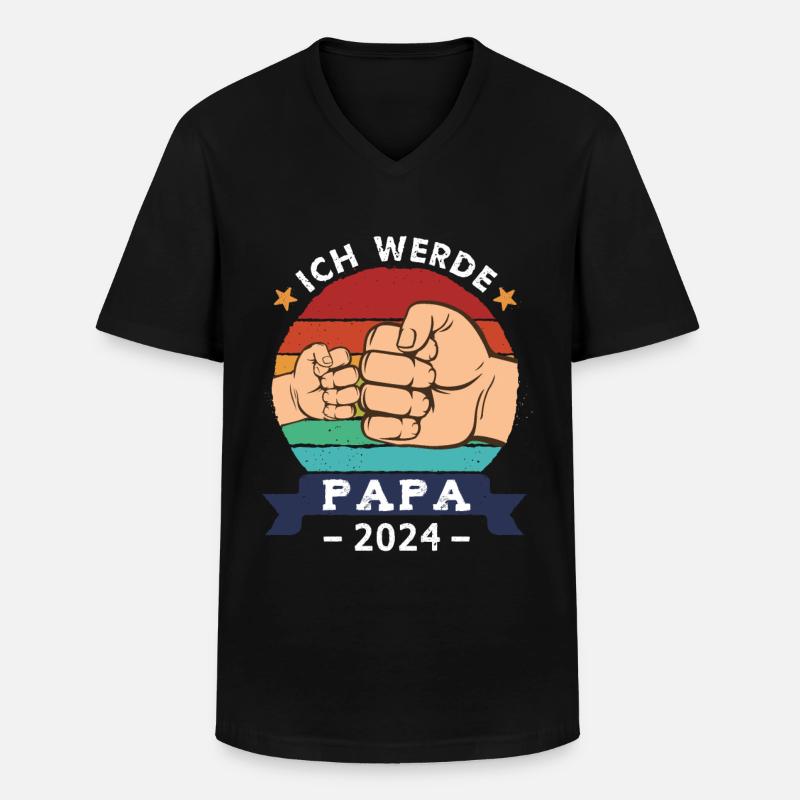 Ich werde Papa 2024 - Männer-T-Shirt mit V-Ausschnitt - Schwarz