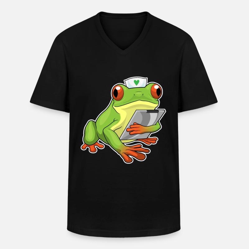 Frosch Krankenschwester - Männer-T-Shirt mit V-Ausschnitt - Schwarz