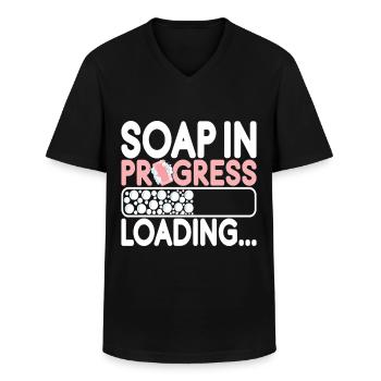 Savonnier fabrication de savon - T-shirt col V Homme - noir - Devant - AI Model Male 178 dark (178cm)