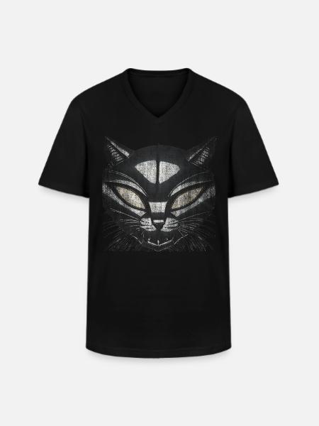 EvilCat Robot - T-shirt col V Homme - noir