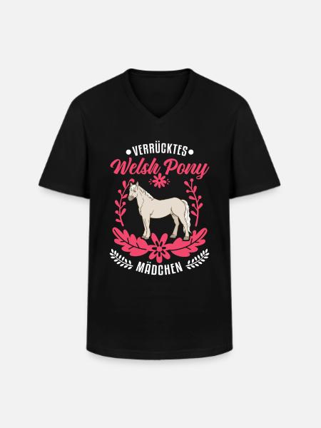 Verrücktes Welsh Pony Mädchen - Männer-T-Shirt mit V-Ausschnitt - Schwarz