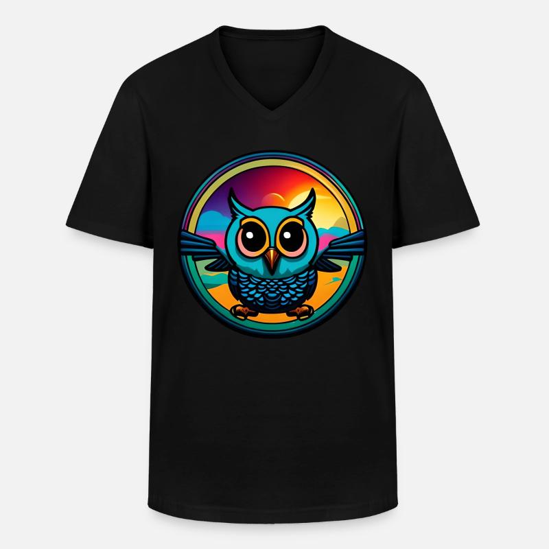 Süße Eule Kreis - Männer-T-Shirt mit V-Ausschnitt - Schwarz