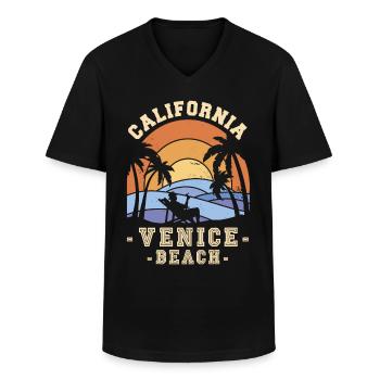 Californie Venice Beach Palm Holidays Sea Brandu - T-shirt col V Homme - noir - Devant - AI Model Male 178 dark (178cm)