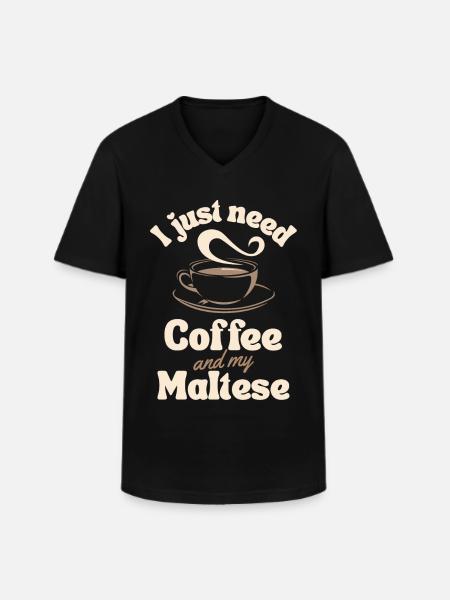 Coffee Maltese lover - Men's V-Neck T-Shirt - black