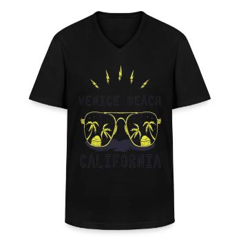 Sunglasses California Venice Beach Palm Beach - Men's V-Neck T-Shirt - black - Front - AI Model Male 178 dark (178cm)