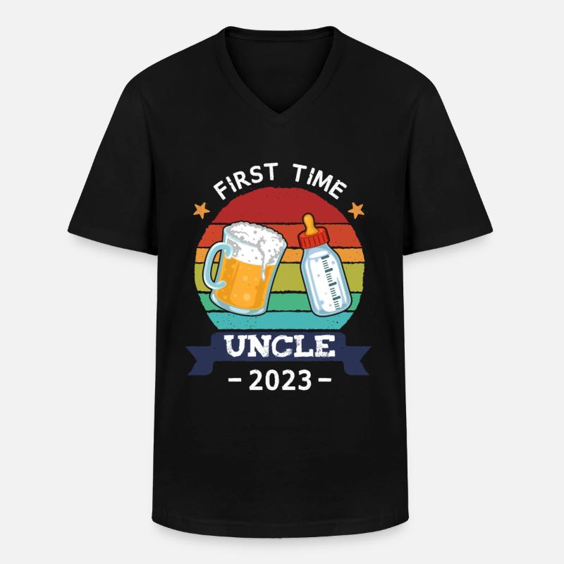 First Time Uncle 2023 - Men's V-Neck T-Shirt - black