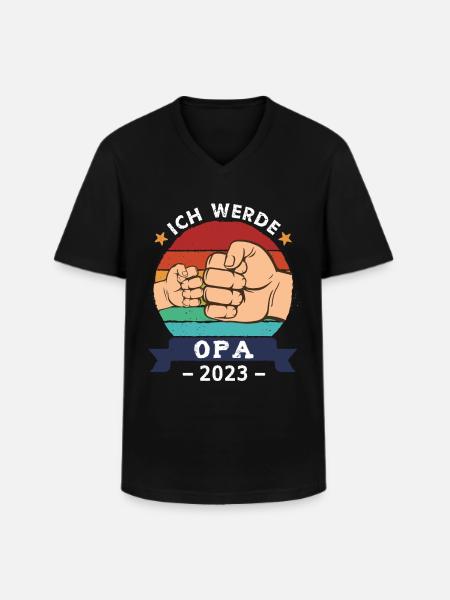 Ich werde Opa 2023 - Männer-T-Shirt mit V-Ausschnitt - Schwarz
