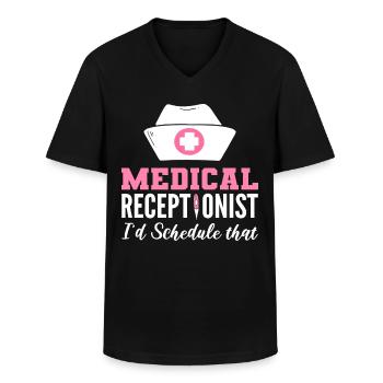 Réceptionniste médicale Réception médicale - T-shirt col V Homme - noir - Devant - AI Model Male 178 dark (178cm)