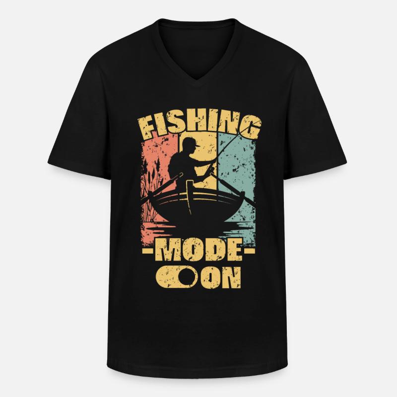 Angeln retro - Männer-T-Shirt mit V-Ausschnitt - Schwarz