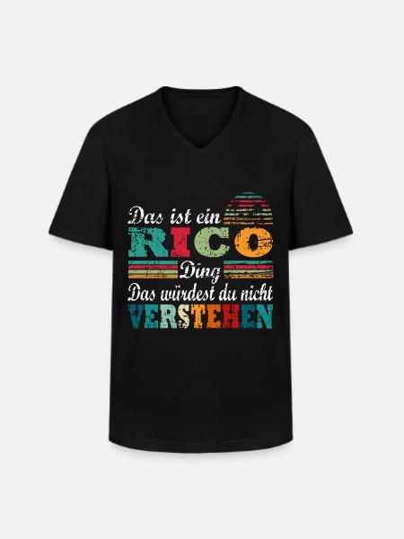 Rico Name - Männer-T-Shirt mit V-Ausschnitt - Schwarz