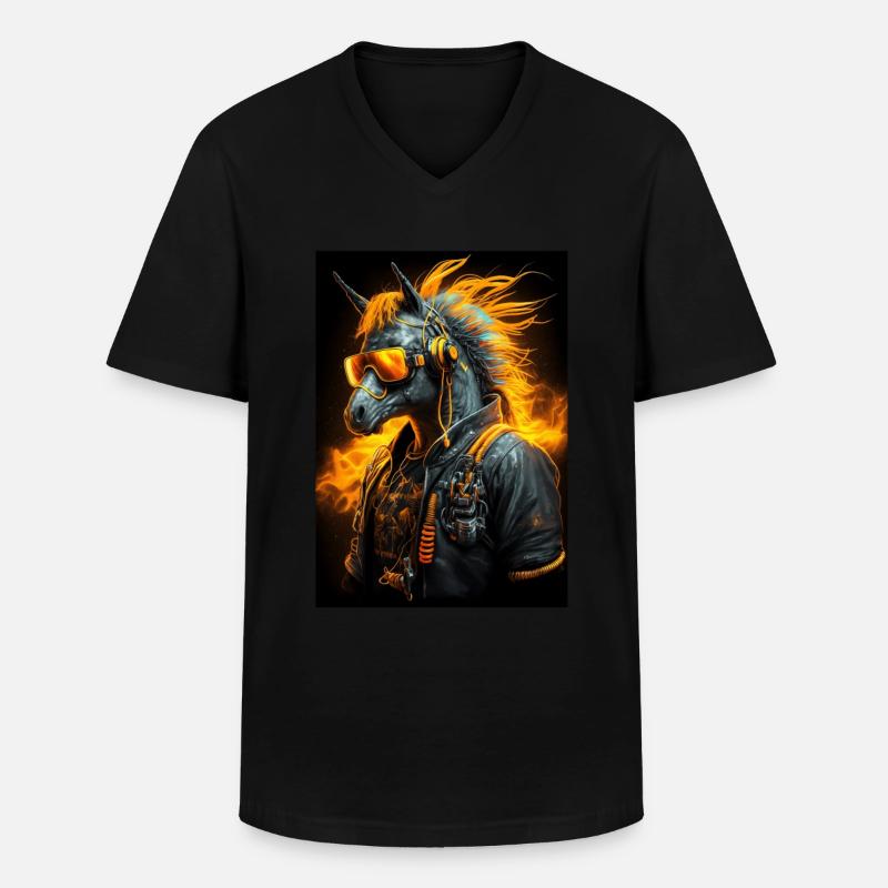 Cooles Biker-Pferd - Männer-T-Shirt mit V-Ausschnitt - Schwarz