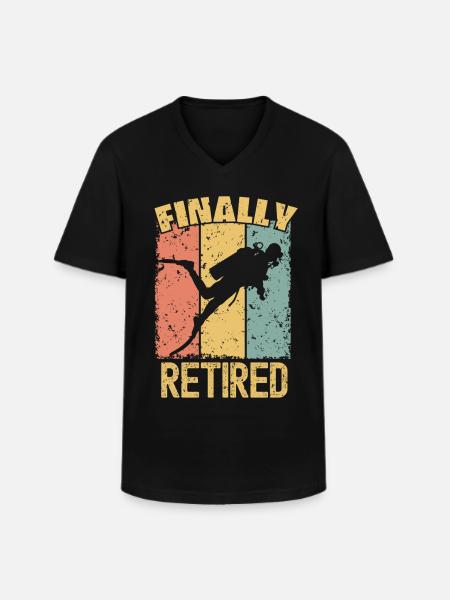 Plongée retraite rétro - T-shirt col V Homme - noir