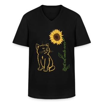 Best Cat Uncle Ever - Men's V-Neck T-Shirt - black - Front - AI Model Male 178 dark (178cm)