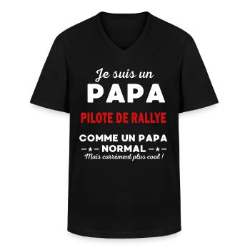 Je suis un Papa PILOTE DE RALLYE - T-shirt col V Homme - noir - Devant - AI Model Male 178 dark (178cm)