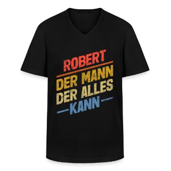 Robert Der Mann Der Alles Kann Vorname Robert - Männer-T-Shirt mit V-Ausschnitt - Schwarz - Vorne - AI Model Male 178 dark (178cm)