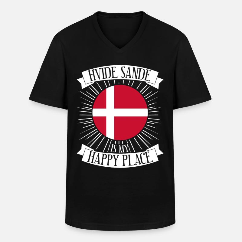 Hvide Sande Urlaub Dänemark - Männer-T-Shirt mit V-Ausschnitt - Schwarz