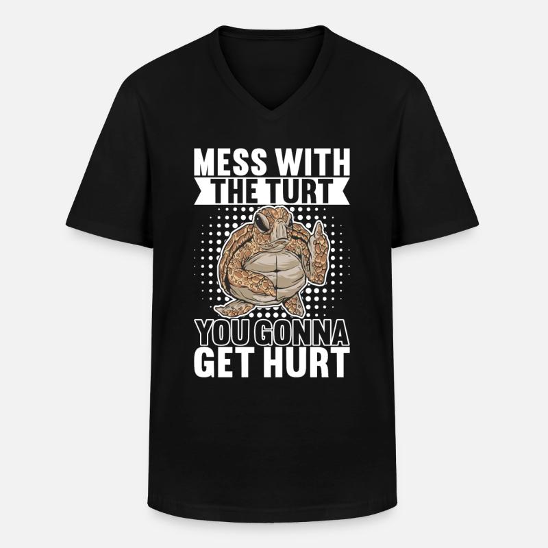 Angry Turtle - Männer-T-Shirt mit V-Ausschnitt - Schwarz