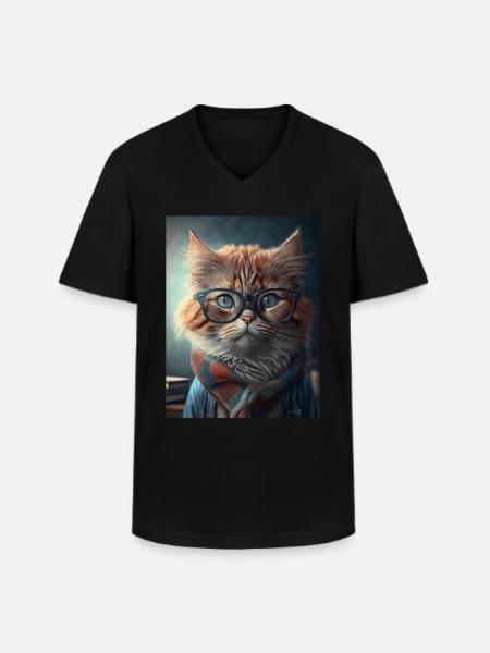 Cool Hipster Cat - Men's V-Neck T-Shirt - black