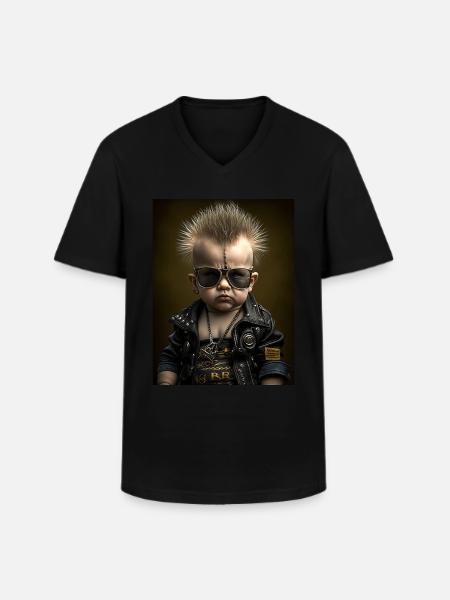 Cool Punk Baby - Men's V-Neck T-Shirt - black