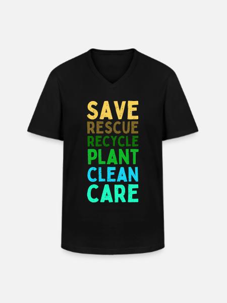 Protect our Earth quote - Men's V-Neck T-Shirt - black