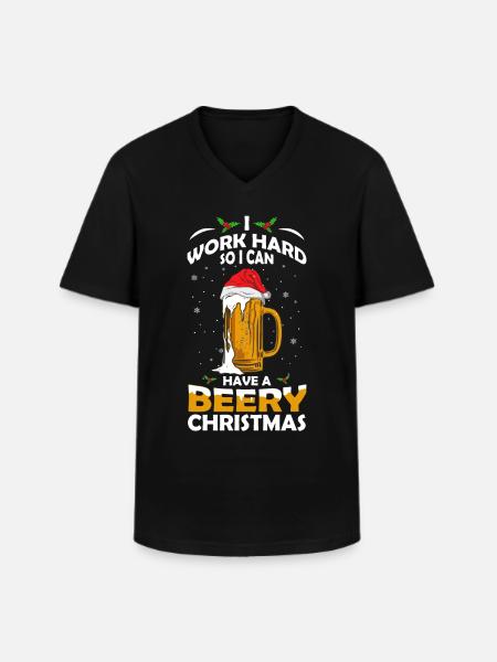 Have a beery christmas - Men's V-Neck T-Shirt - black