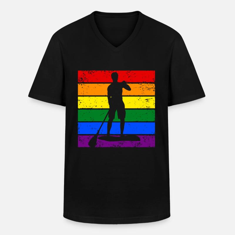 Paddleboard LGBTQ - Männer-T-Shirt mit V-Ausschnitt - Schwarz