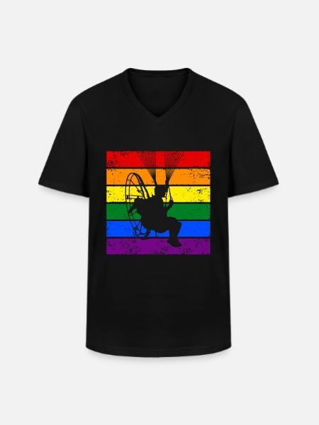 Paramotoring LGBTQ - Men's V-Neck T-Shirt - black