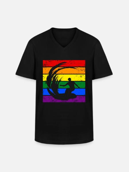 Surfing LGBTQ - Men's V-Neck T-Shirt - black