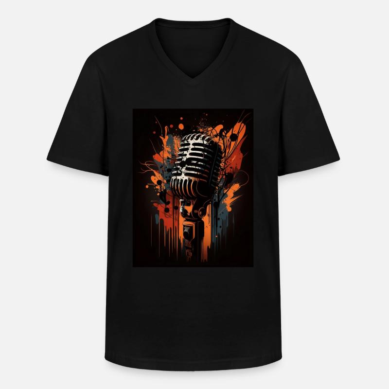 Abstraktes Mikrofon - Männer-T-Shirt mit V-Ausschnitt - Schwarz