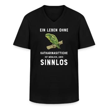 Katharinasittich I Sittich ZiervogelMotiv für - Männer-T-Shirt mit V-Ausschnitt - Schwarz - Vorne - AI Model Male 178 dark (178cm)