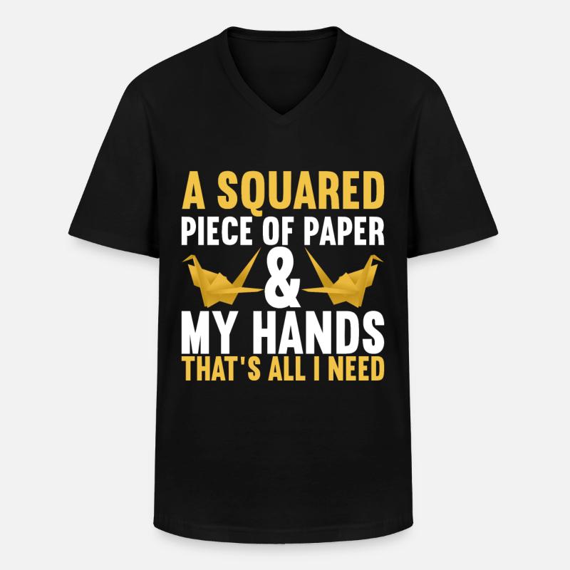 Origami - Männer-T-Shirt mit V-Ausschnitt - Schwarz