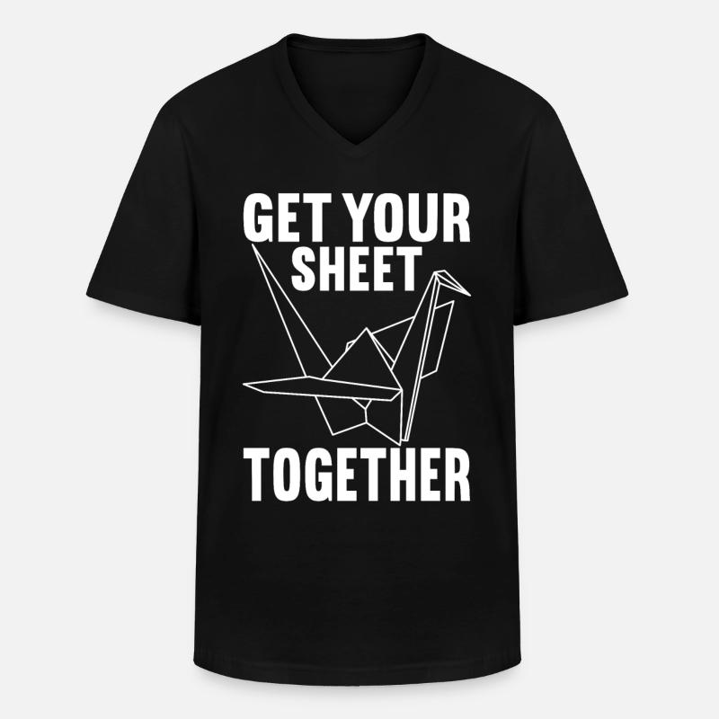 Origami - Männer-T-Shirt mit V-Ausschnitt - Schwarz