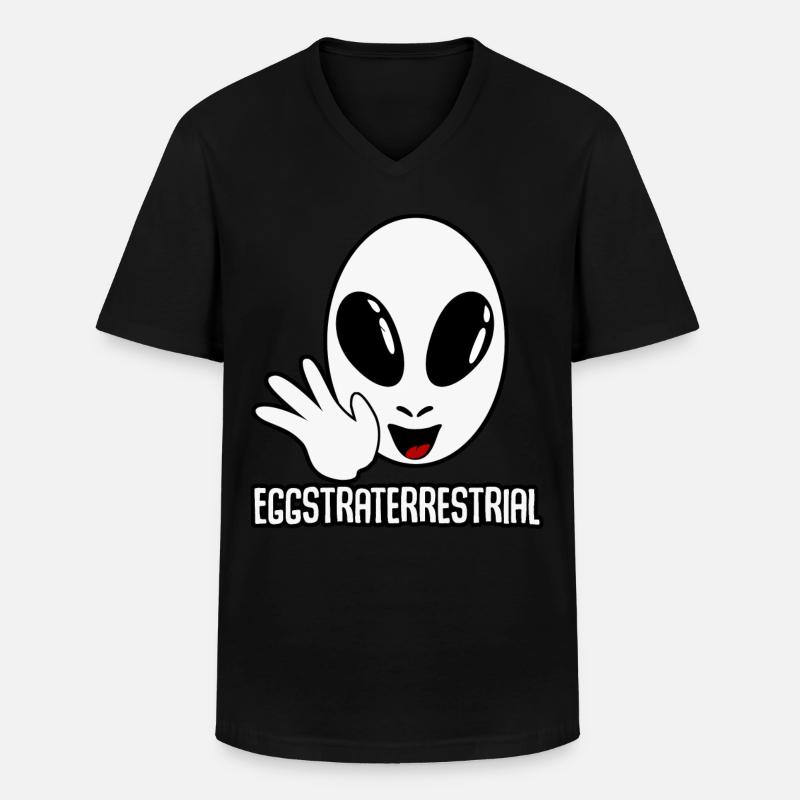Alien Ei Außerirdischer Eierkopf - Männer-T-Shirt mit V-Ausschnitt - Schwarz