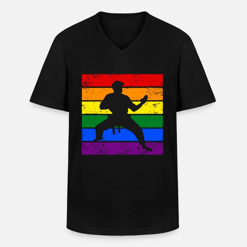 Karate LGBTQ - Männer-T-Shirt mit V-Ausschnitt - Schwarz