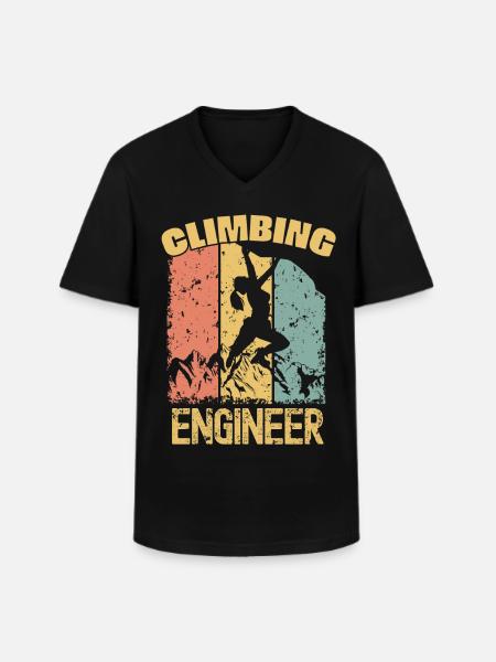 Climbing Engineer retro - Men's V-Neck T-Shirt - black