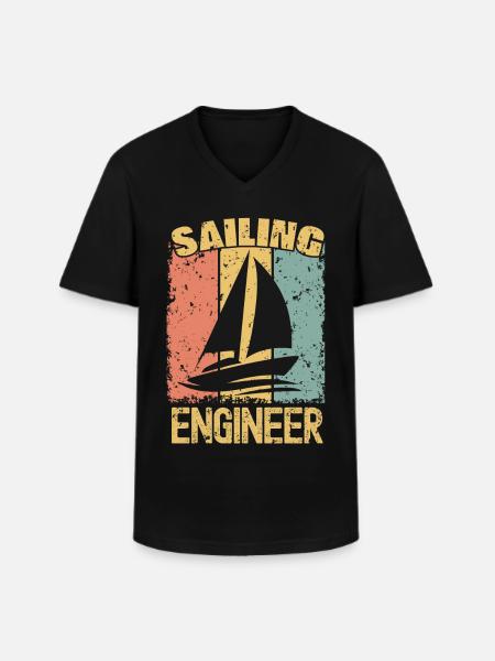 Sailing Engineer retro - Men's V-Neck T-Shirt - black