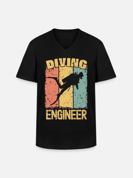 Diving Engineer retro - Men's V-Neck T-Shirt - black