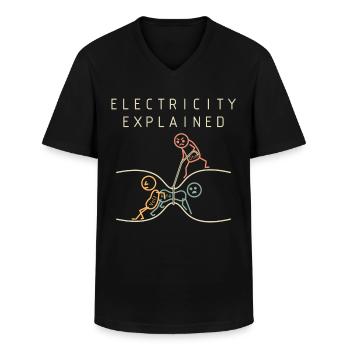 Elektrizität Erklärt Physik - Männer-T-Shirt mit V-Ausschnitt - Schwarz - Vorne - AI Model Male 178 dark (178cm)