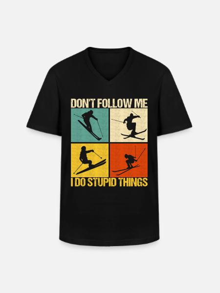 Skiers - Men's V-Neck T-Shirt - black
