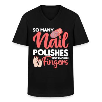 Nagellack Nageldesign Manicure Nagelstudio Nägel - Männer-T-Shirt mit V-Ausschnitt - Schwarz - Vorne - AI Model Male 178 dark (178cm)