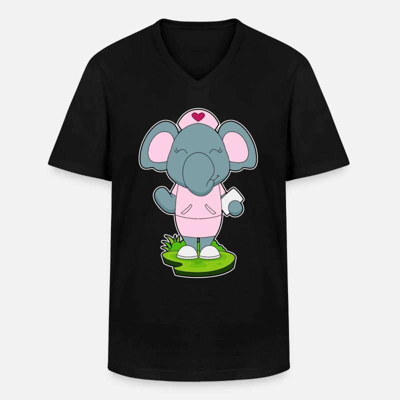 Elephant Nurse Sticky Notes - Men's V-Neck T-Shirt - black