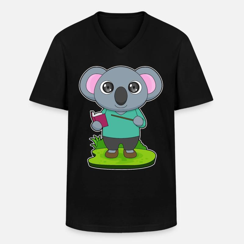 Koala Teacher Pointer - Men's V-Neck T-Shirt - black