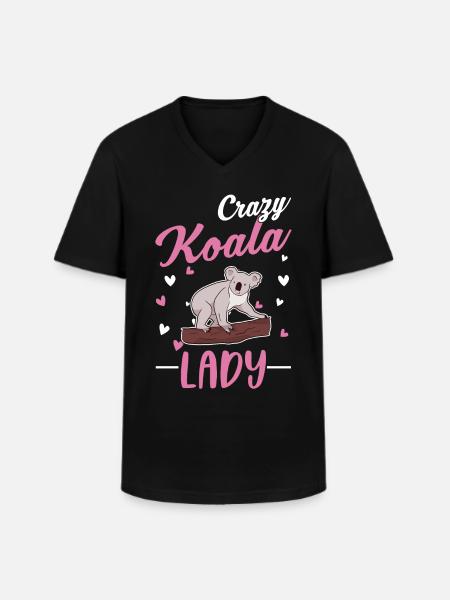 Verrückte Koala Frau - Männer-T-Shirt mit V-Ausschnitt - Schwarz